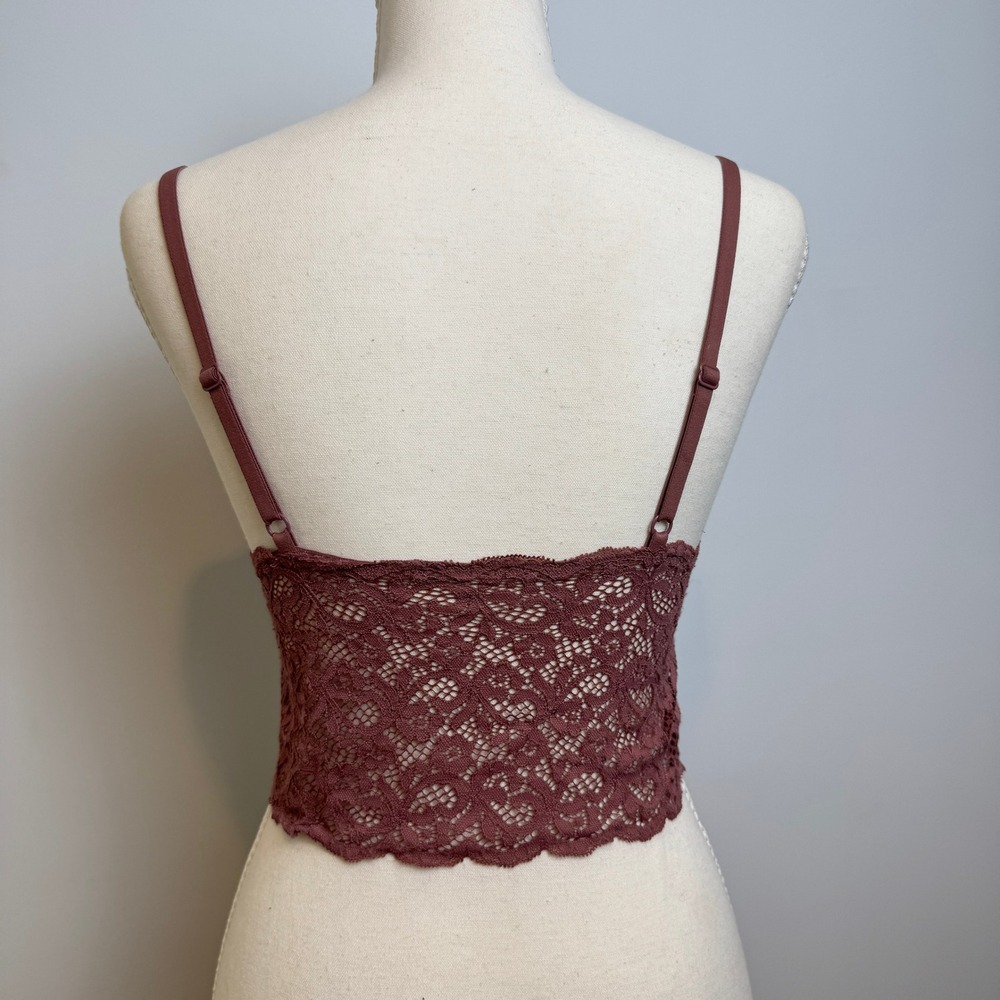 Lace Crop Cami XS Pink Floral Sheer Coquette Boho Balletcore 90s Dainty Layering - Picture 5 of 9